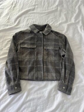 Old Navy Gray Plaid Cropped Jacket Size Small